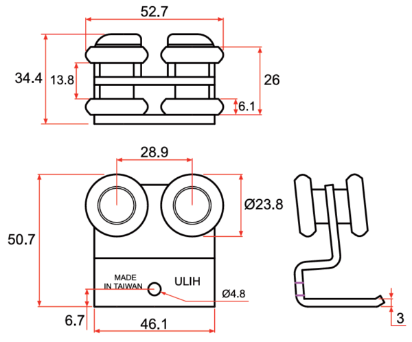 SDS-001 重型 D 型滑軌金屬吊輪及配件